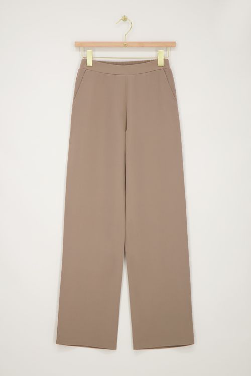 Taupe pantalon met elastiek