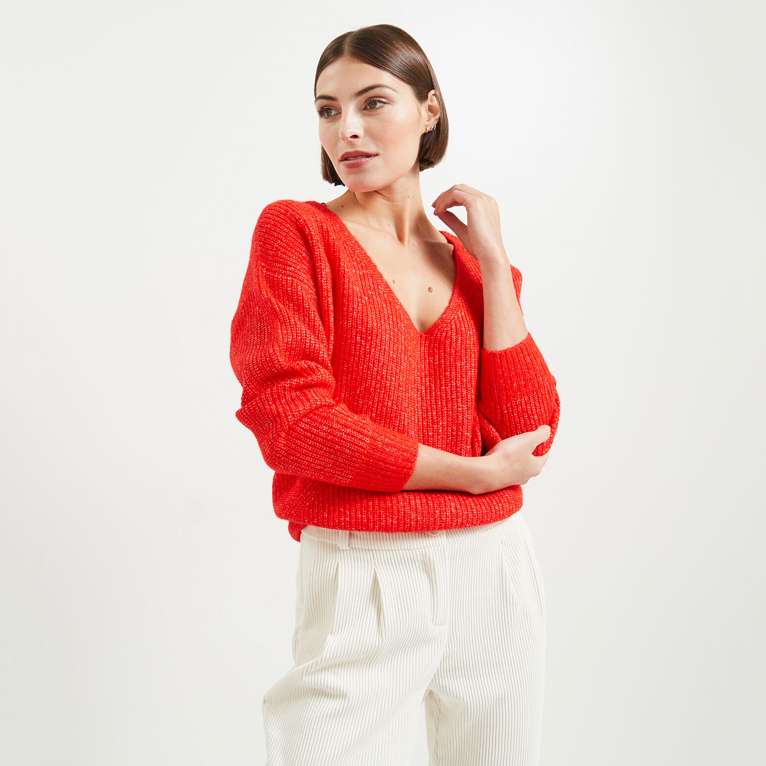 Pull Col V femme