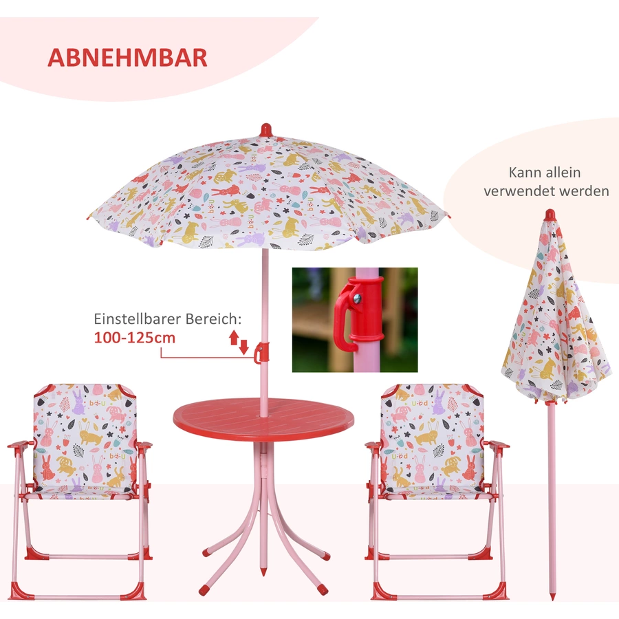 Outsunny Kinder Gartenset mit Sonnenschirm rot