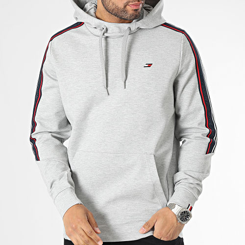 Sweat Capuche A Bandes Textured Tape 0403 Gris Chiné