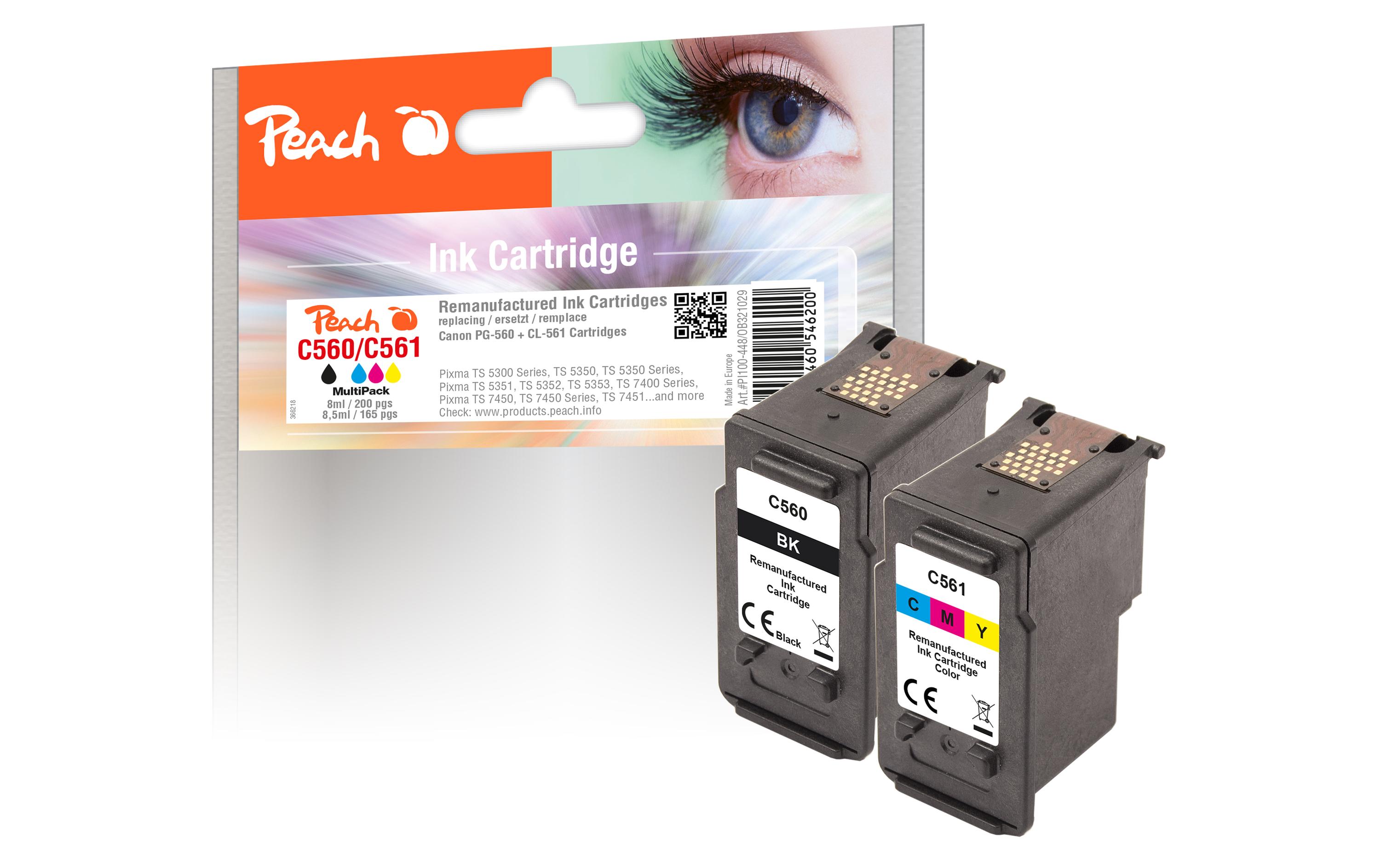 Tinte Canon PG-560/CL-561 Multi-Pack 1x BK, 1x CMYTintenset: Schwarz, Cyan, Magenta, Gelb