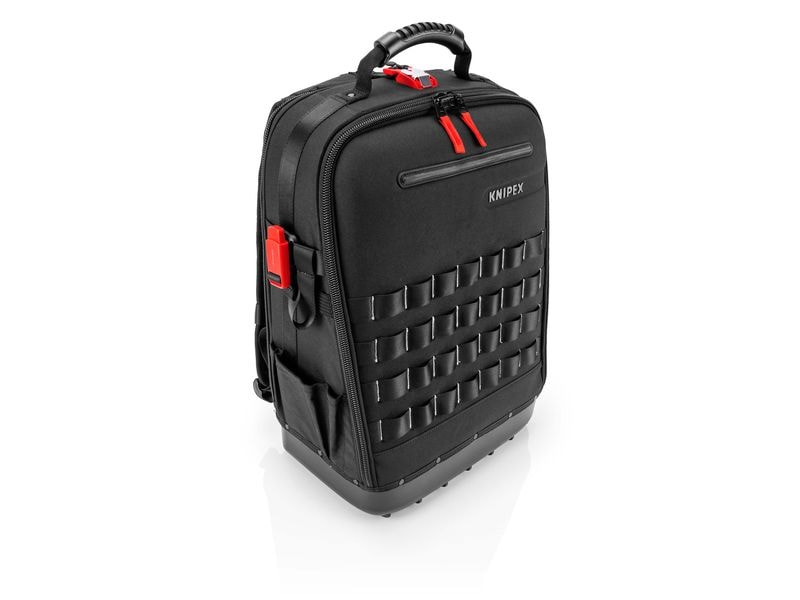 Knipex Werkzeugrucksack Modular X18, leer Werkzeugrucksack mit komplett aufklappbarer Vorder- und Rückseite