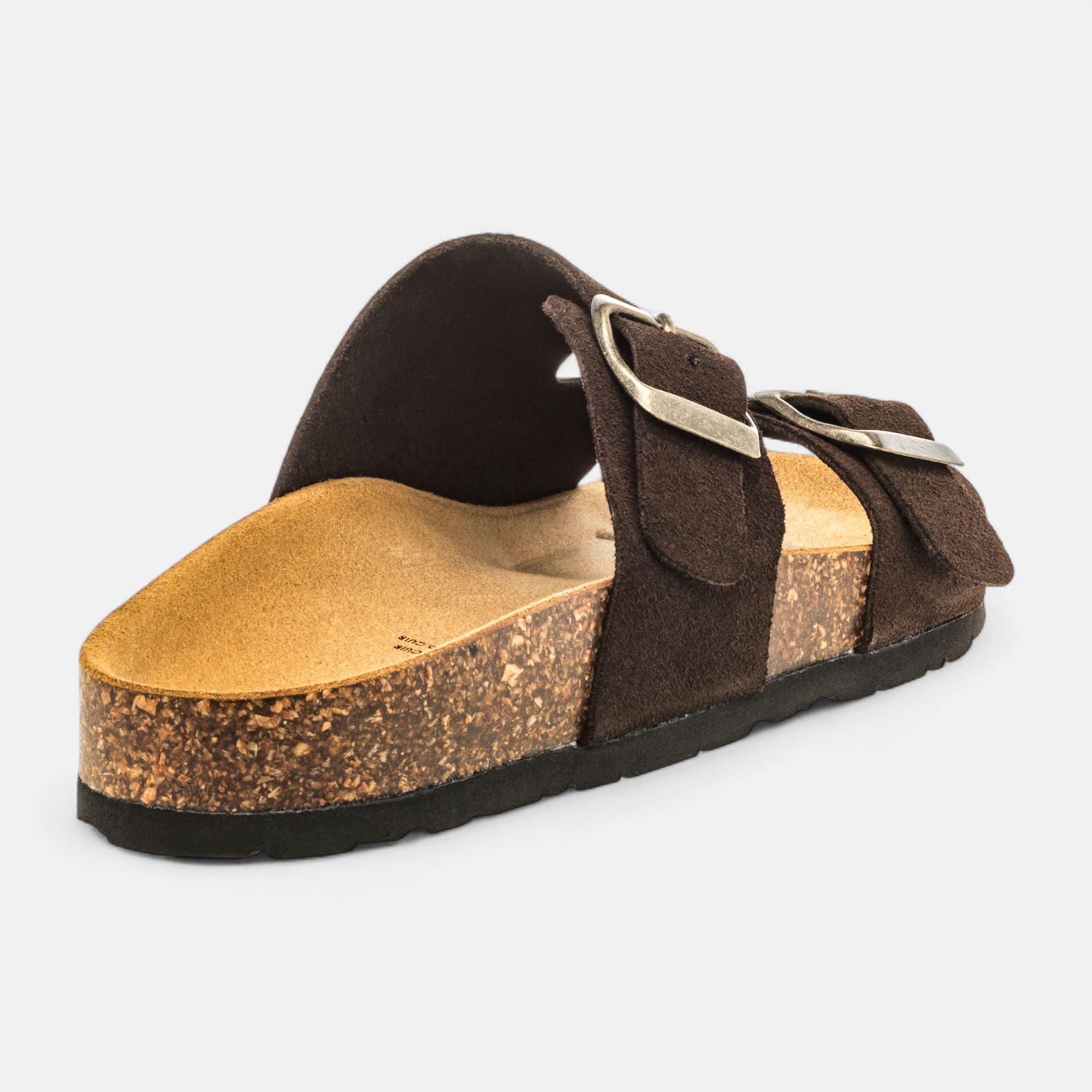 Mules semelle liège Femme en cuir marron