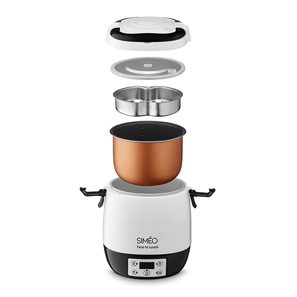 Lunch box électrique programmable 1,5 L 300 W blanc et noir Simeo