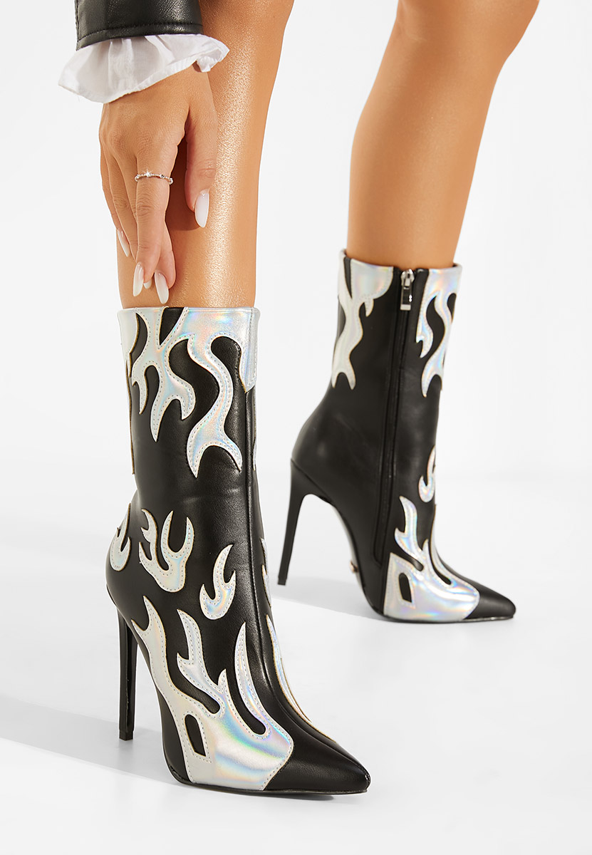 Bottines à talon fin noires Maia