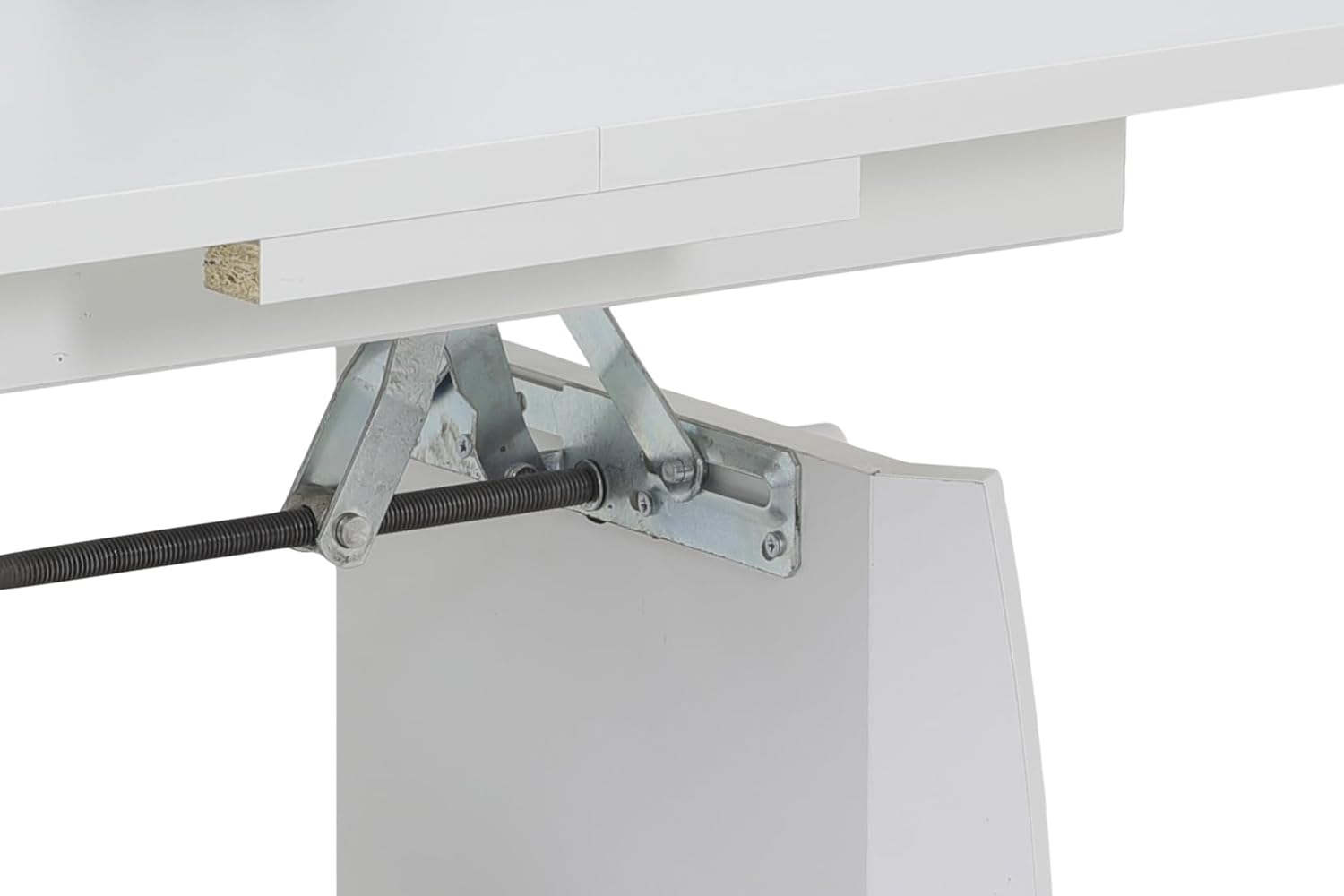 Hela Tische, Funktionscouchtisch Michael, Holzoptik melaminbeschichtet, Dekor Weiß, ausziehbar 90-142cm, höhenverstellbar mit Kurbel 52-62cm