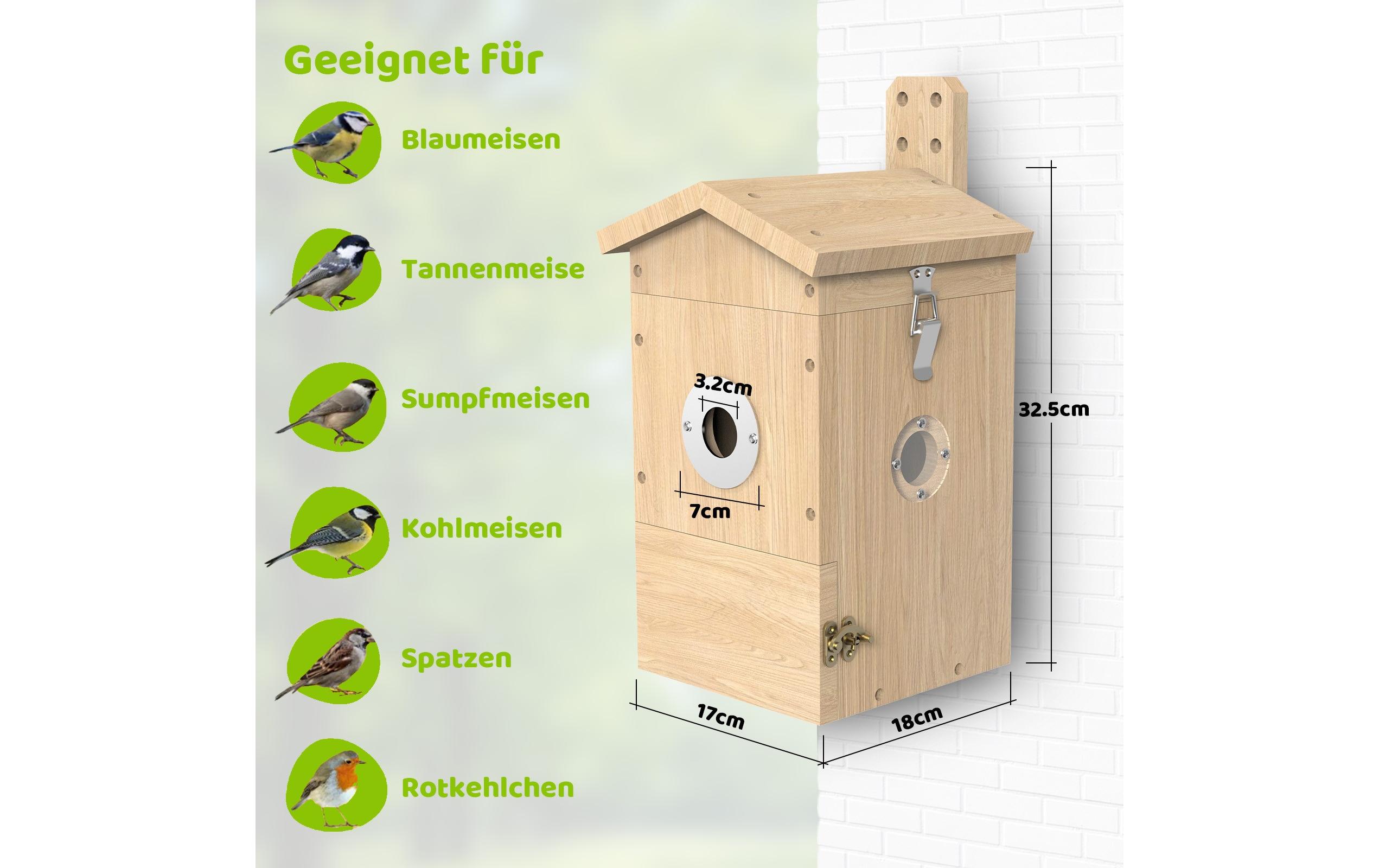 Vogel Nistkasten mit Kamera<br>Nistkasten aus Holz