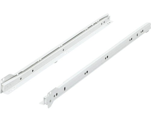 Ladegeleider, gedeeltelijk uittrekbaar, rolladegeleider, 500 mm, wit, 2 stuks