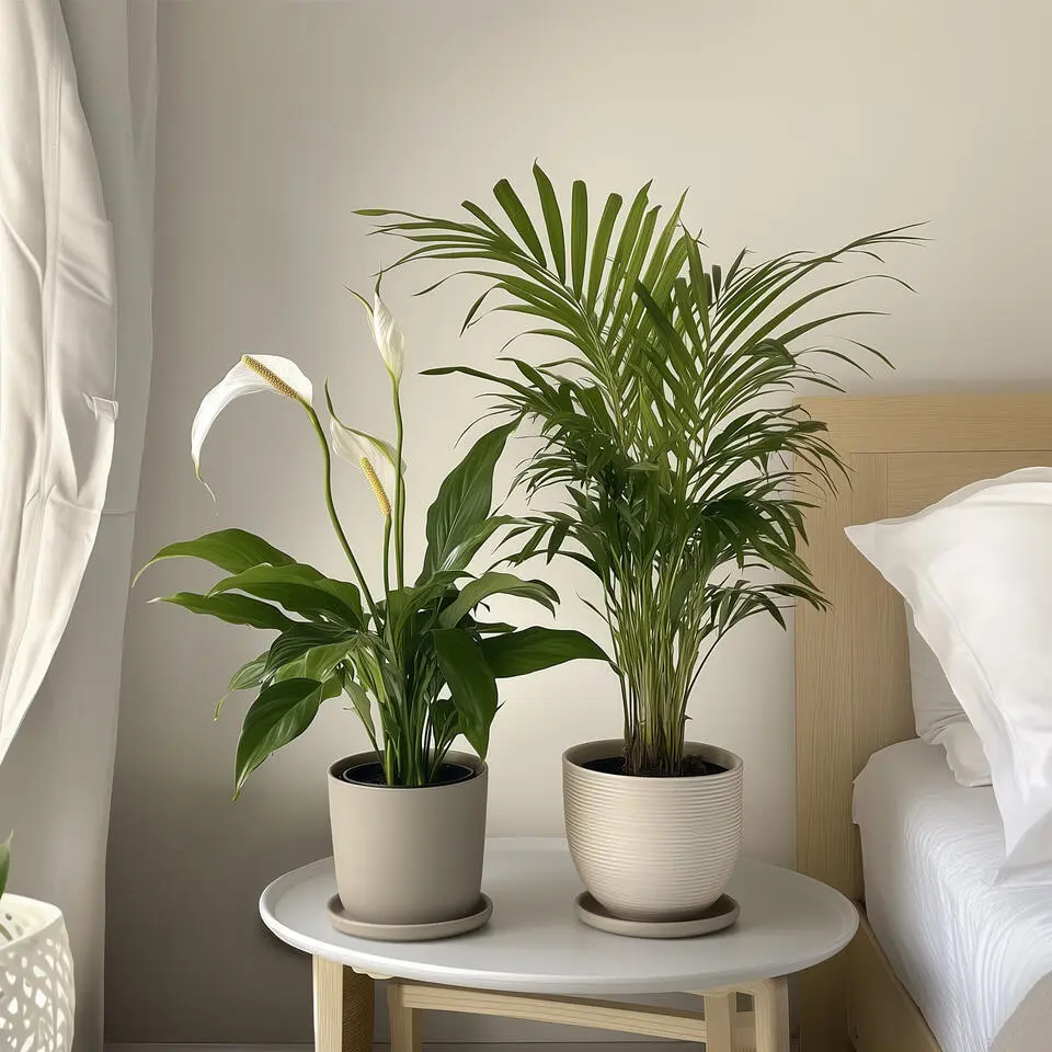 Groen Duo - Set van 2 - Spathiphyllum, Dypsis lutescens - Hoogte 60-75cm - ⌀17cm