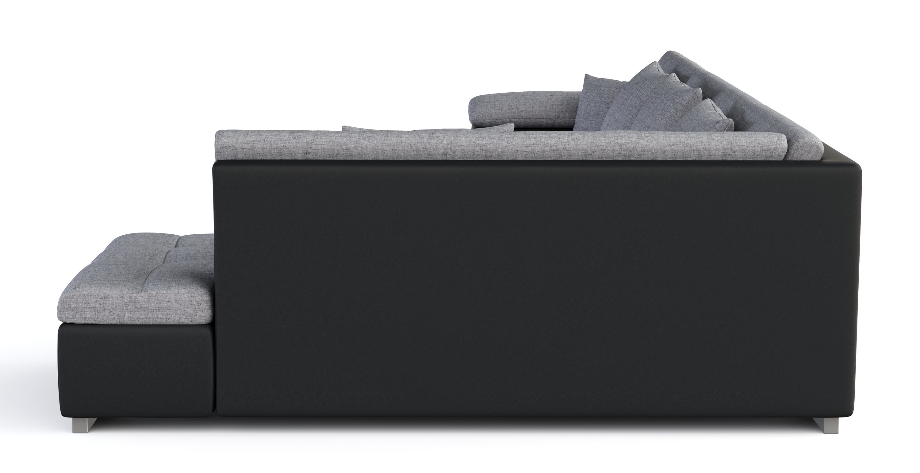 Ecksofa ARIA links grau/schwarz