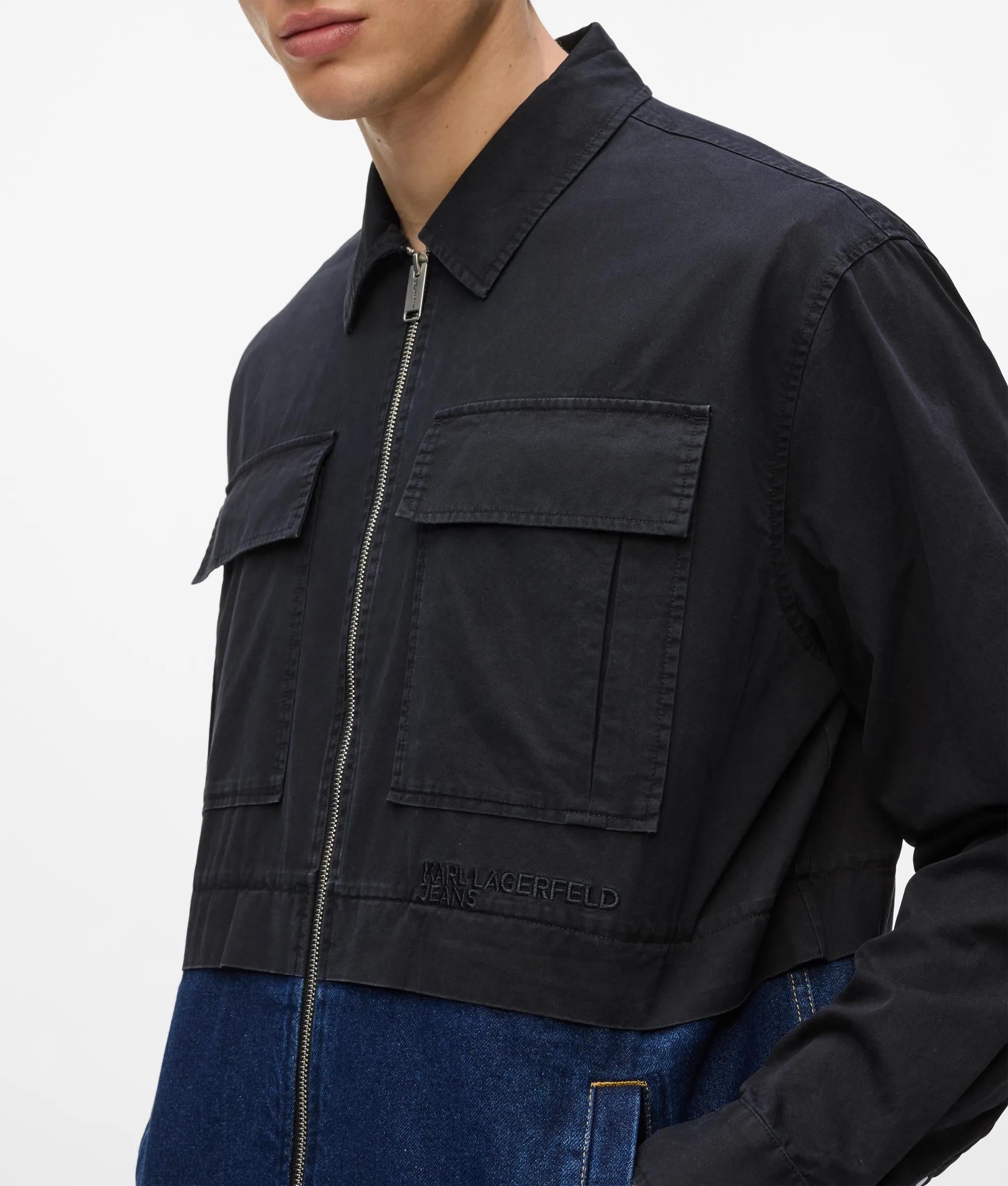 Twill en denim overshirt