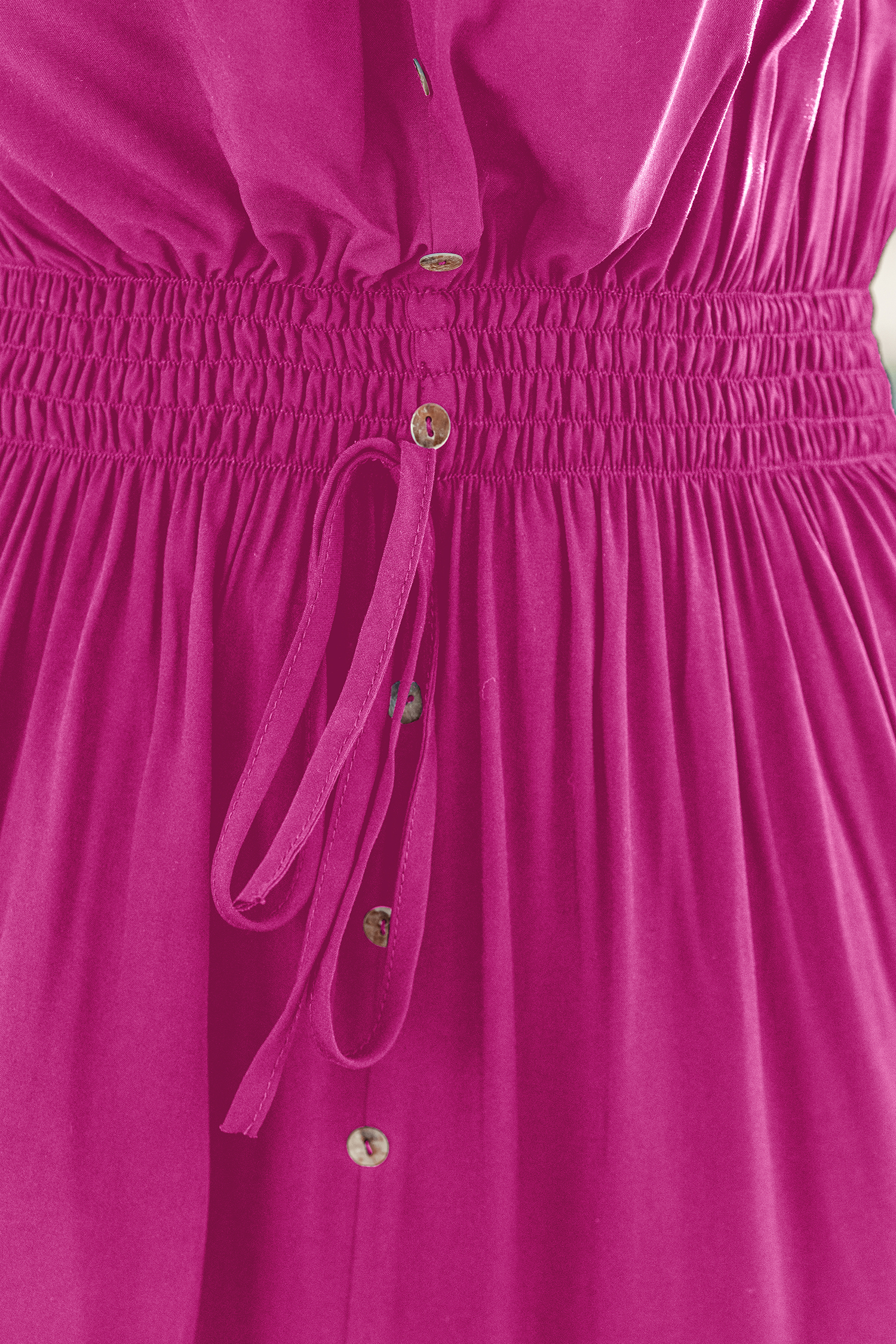 Robe maxi sans manche avec taille à smocks avec mini-volants rose