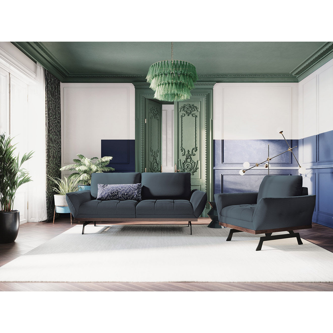 CXL by Christian Lacroix Fauteuil Olivier bleu - 95x95x87 cm