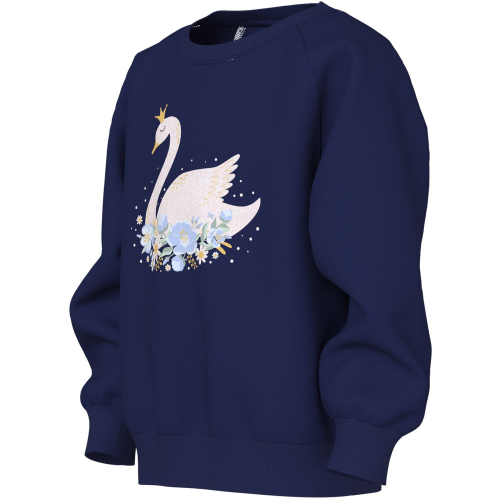 Køb Name It Beacon Blue Princess Swan Nmfvenus Ls Nreg Sweat Bru