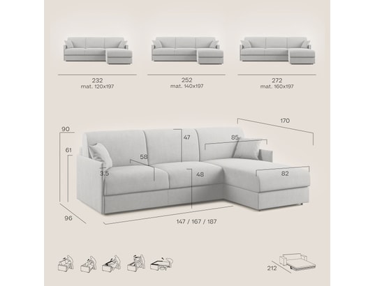 DIVANI.STORE - Canapé d'angle evans beige droite 6 places