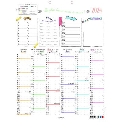 Calendrier Bullet - 6 mois par face - 21 x 27 cm - Oberthur