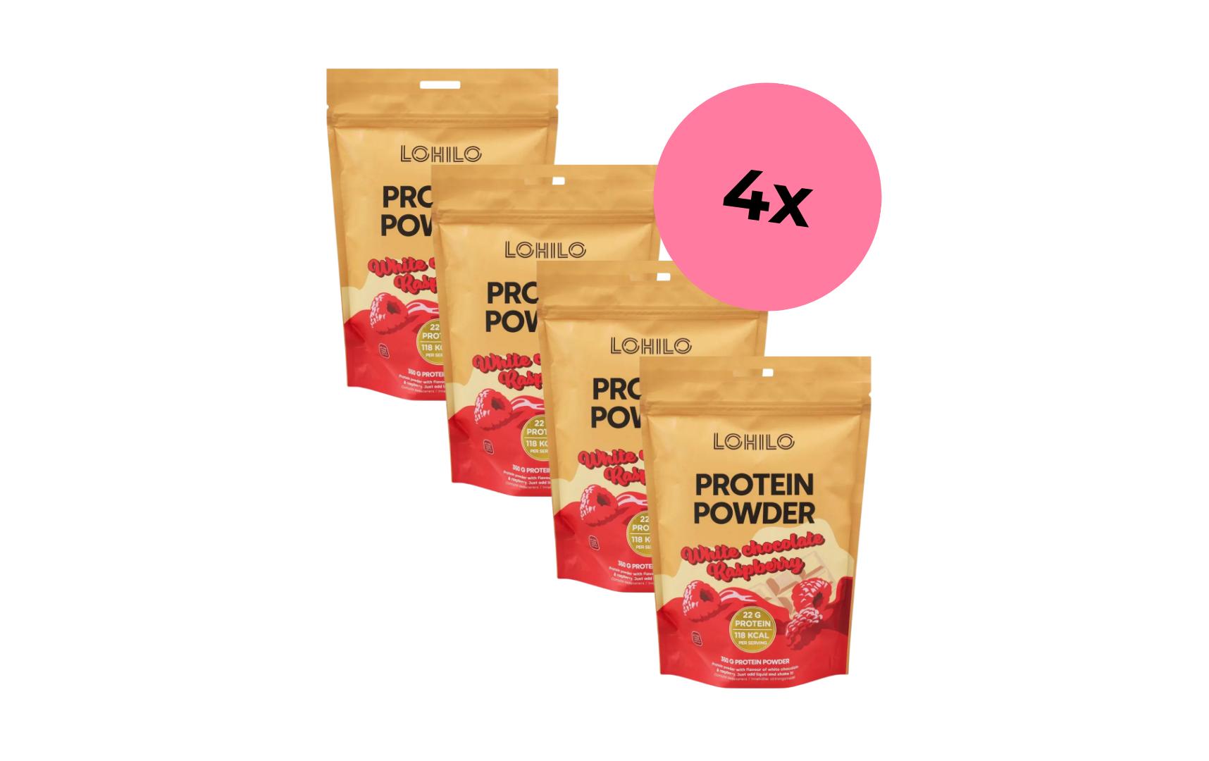 Pulver High Protein Himbeere/Weisse Schokolade 4 x 350 gKöstlicher Protein-Shake für Fitness-Enthusiasten