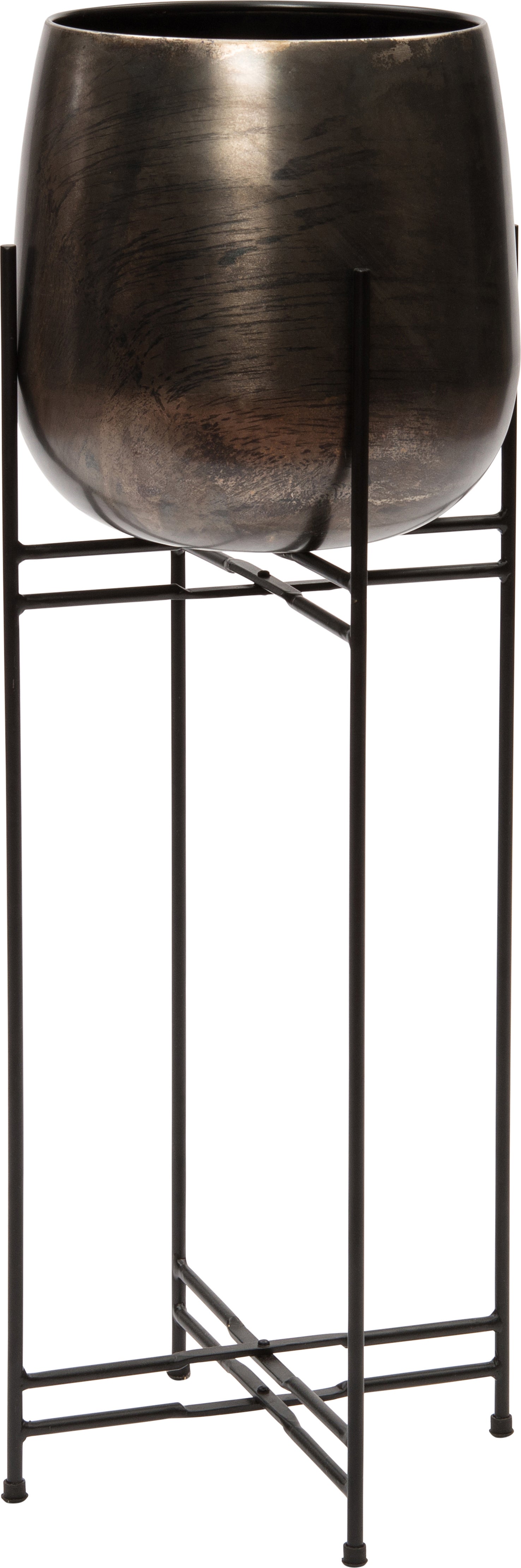 Intratuin bloempot op poten Brass zwart D 34 H 89 cm