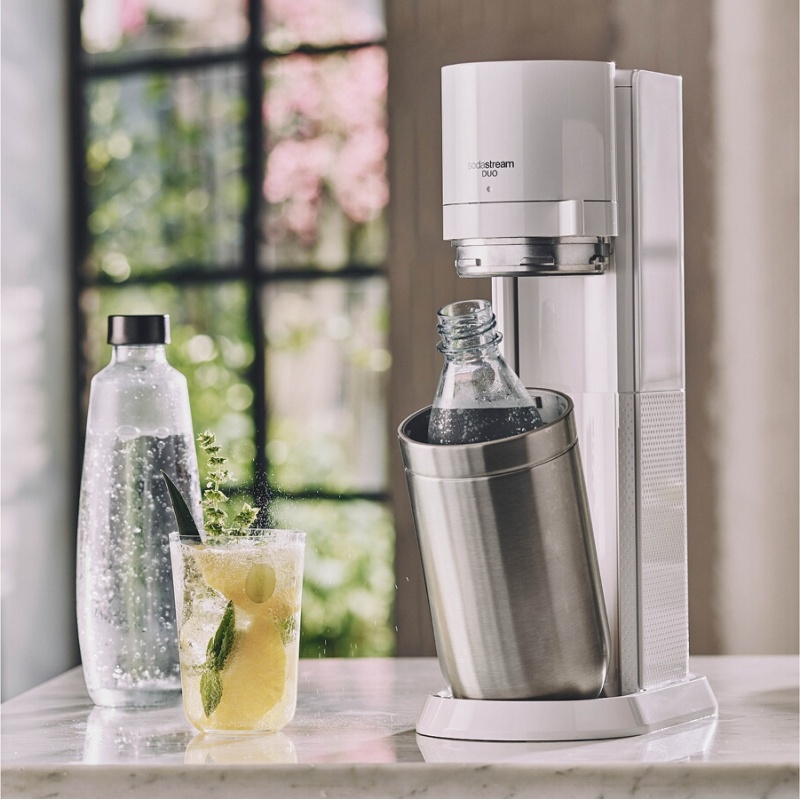 Machine à soda et eau gazeuse Sodastream DUO Blanche + 2 carafes + 2 bouteilles