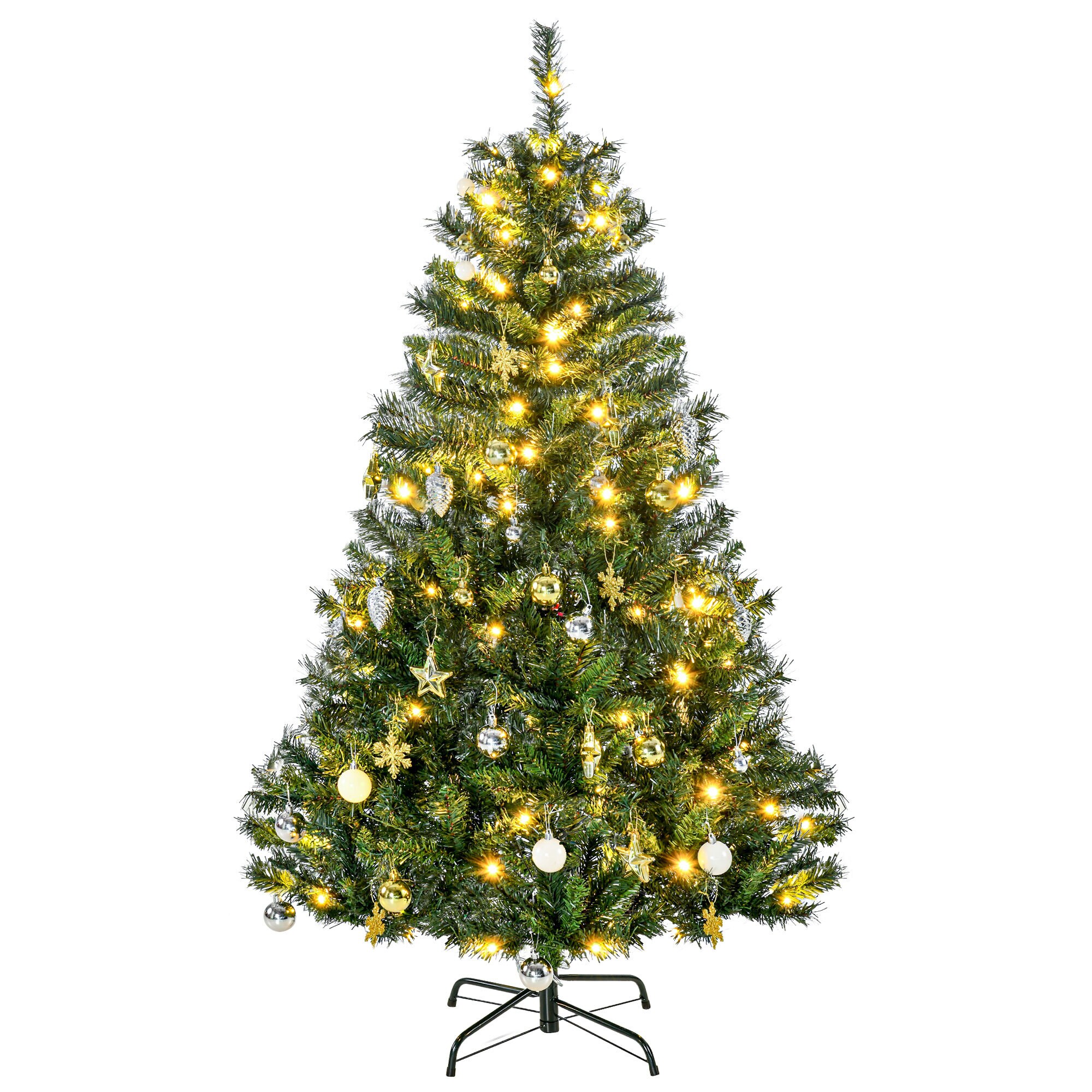 HOMCOM Künstlicher Weihnachtsbaum mit 120 LEDs grün 95 x 150 cm (ØxH)