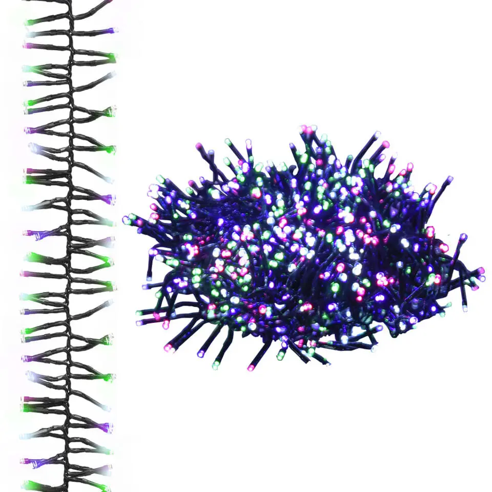 vidaXL - Led-slinger - Pastel multicolour and dark green - 11 m