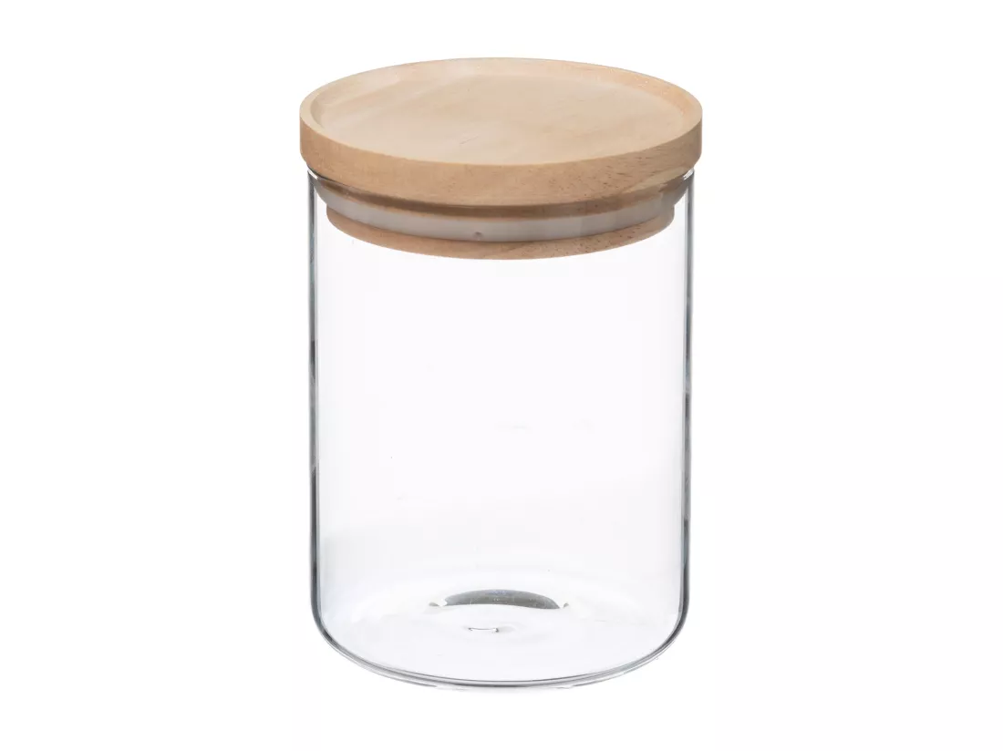 WELL HOME - Pot en verre et bois, fermeture hermétique 600ML