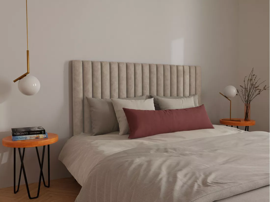 Tête de lit coutures verticales - 170 cm - Tissu - Taupe - SARAH