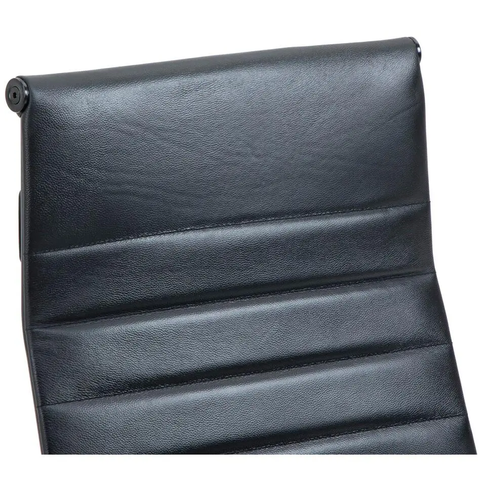 CLP Bureaustoel Kolumbus mat zwart Frame - Echt leer - zwart/zwart