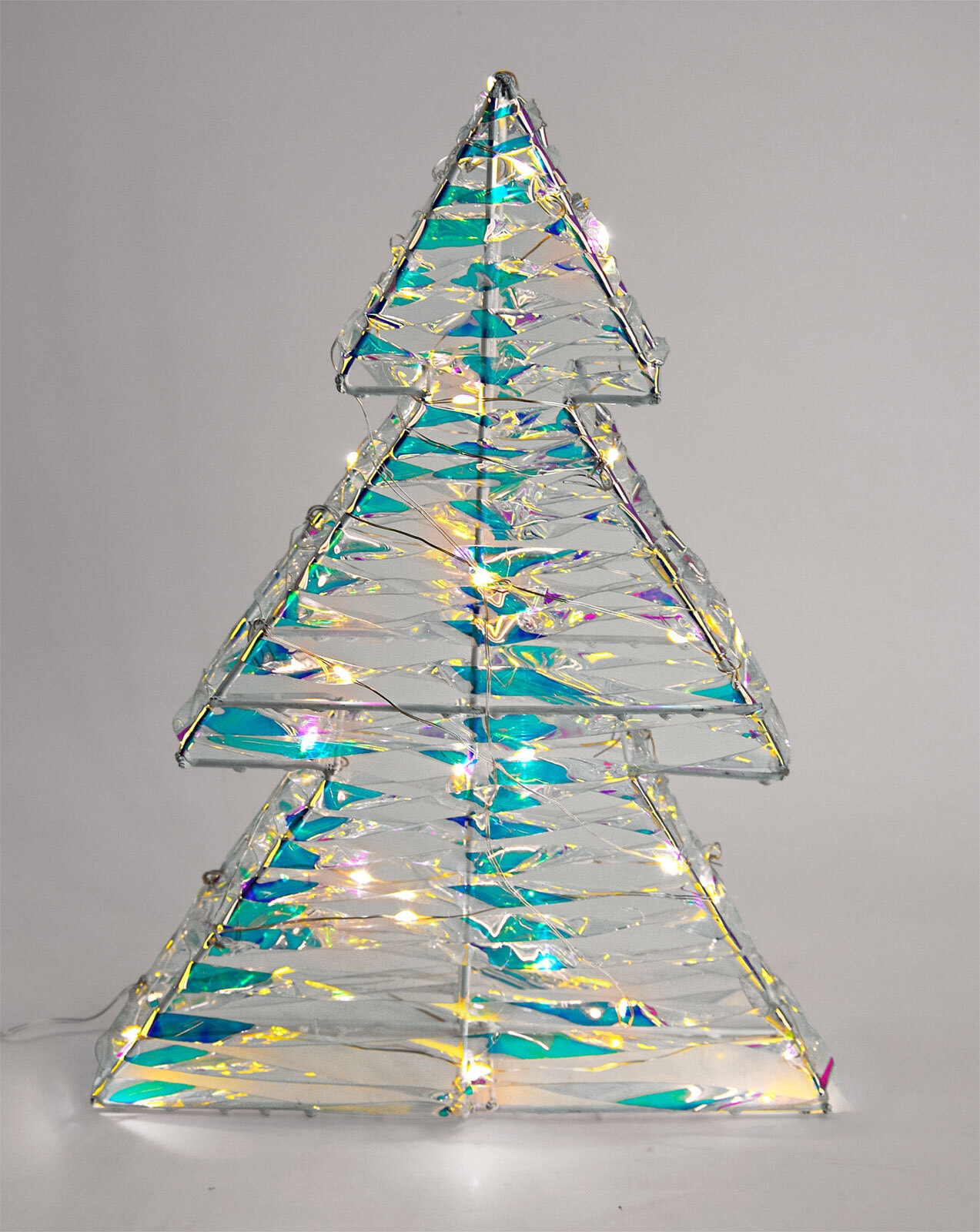 Weihnachten LED Lichtobjekt Tannenbaum klar 36cm 20LEDs warmweiß Kunststoff Metall