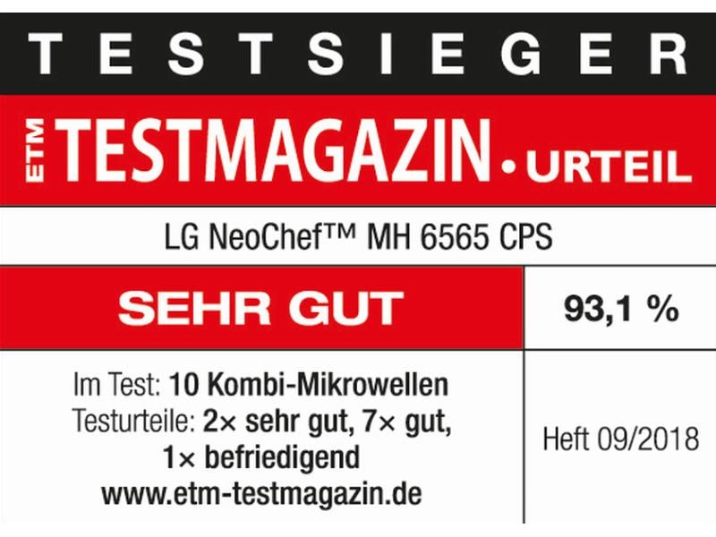 LG Mikrowelle NeoChef MH6565CPS Silber 1000 W-Mikrowelle mit präziser Temperaturregelung