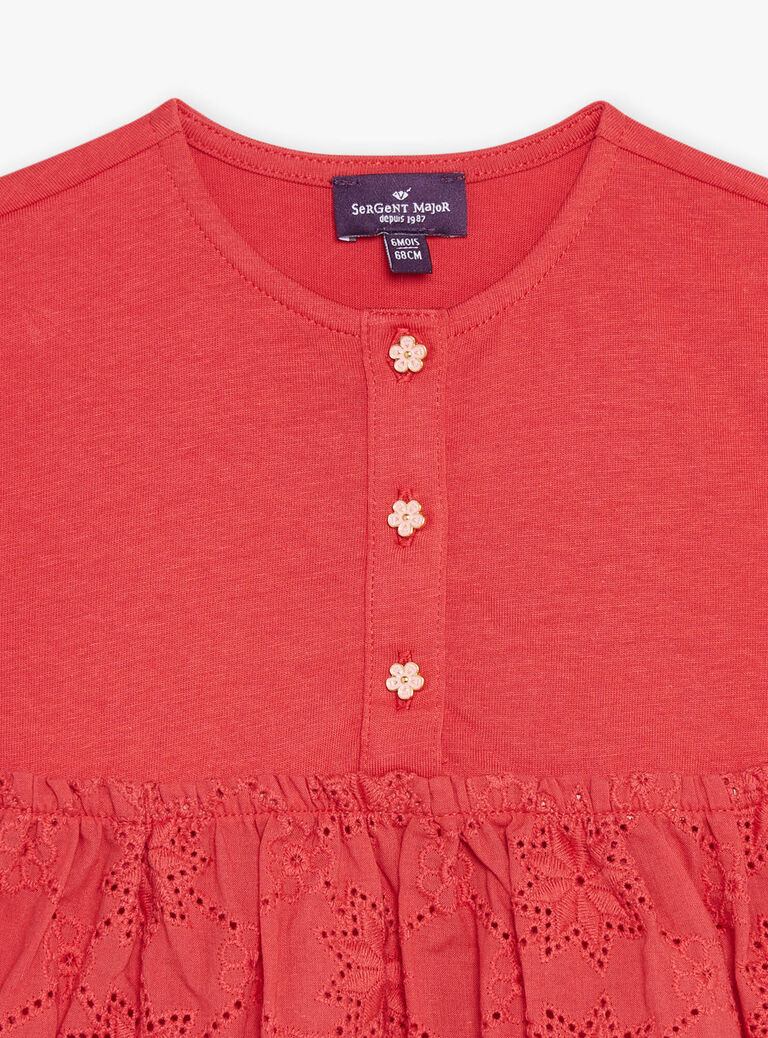 Robe bi-matière coquelicot