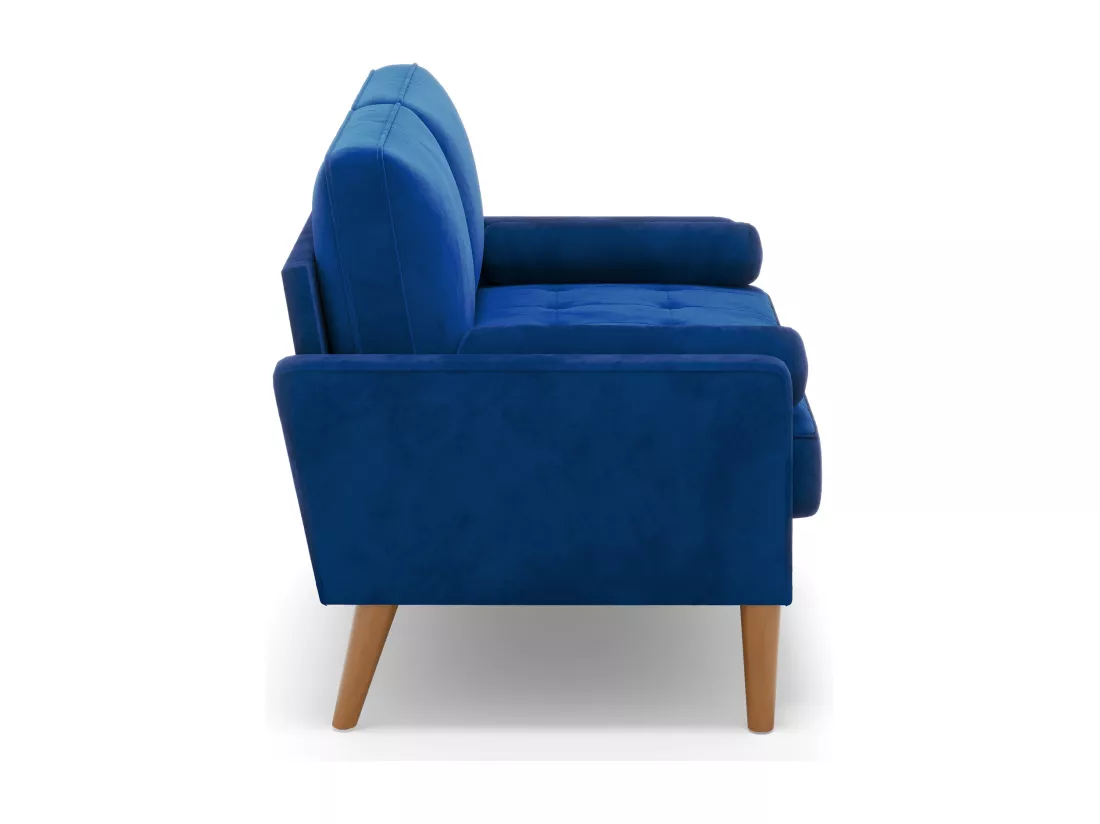 Canapé à 2 Places Scandinave,Mini Canapé à Bras Roulés en Velours Loveseat,Fauteuil Salon avec Accoudoirs,121x77x87cm - Bleu