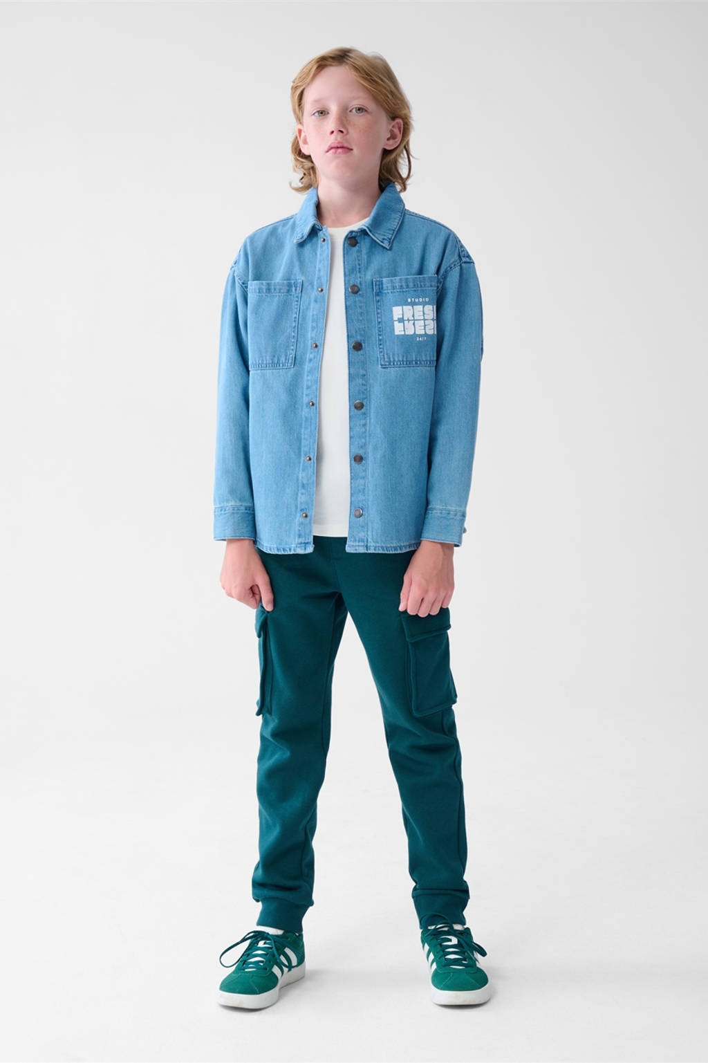Shoeby denim overhemd met tekst denim blue