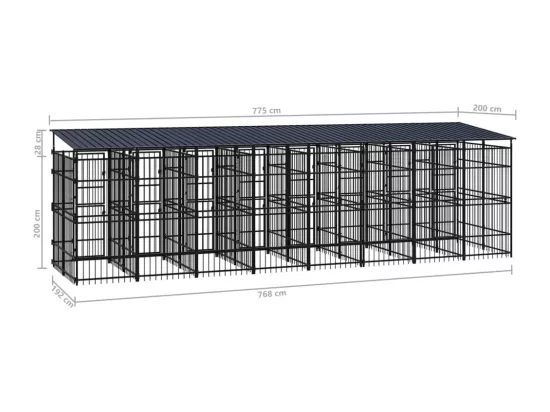 Chenil cage enclos pac noire 768 x 192 x 200 cm 02_0041741