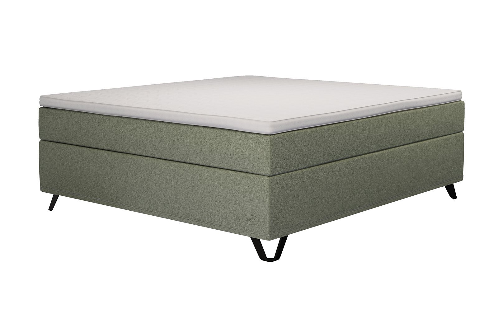 Carat Exact kontinentalseng 150x200 cm Tekstil 184 grønn, medium/medium, Exact, seamless, Tempsmart overmadrass og Triangel matt sort 14 cm ben + støtteben, gavl selges separate