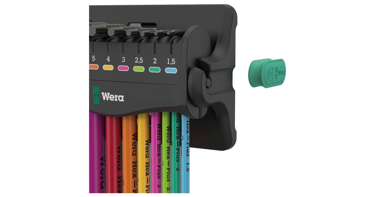 Wera950/9 Hex-Plus Multicolour 3 Stiftsleutelset  (9-delig, kleurgecodeerd, metrisch, BlackLaser)