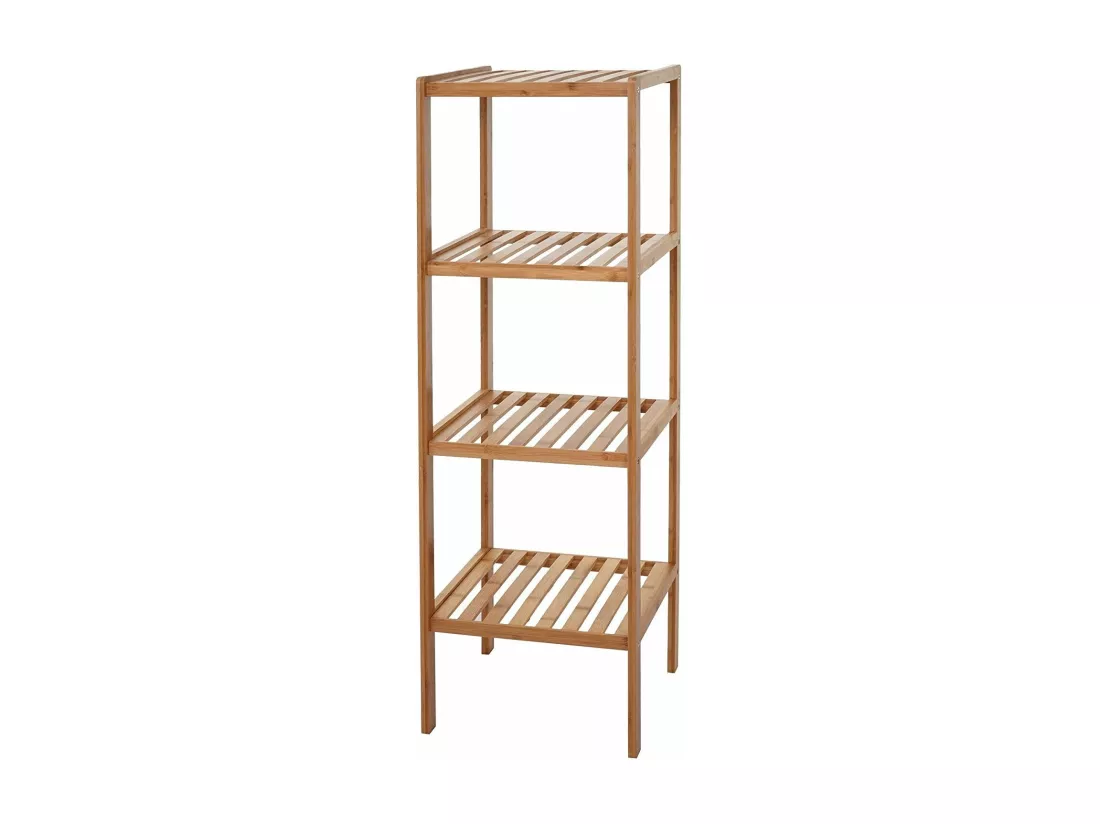 Étagère rangement salle de bambou marron 34 x 33 x 110 cm SDB04020