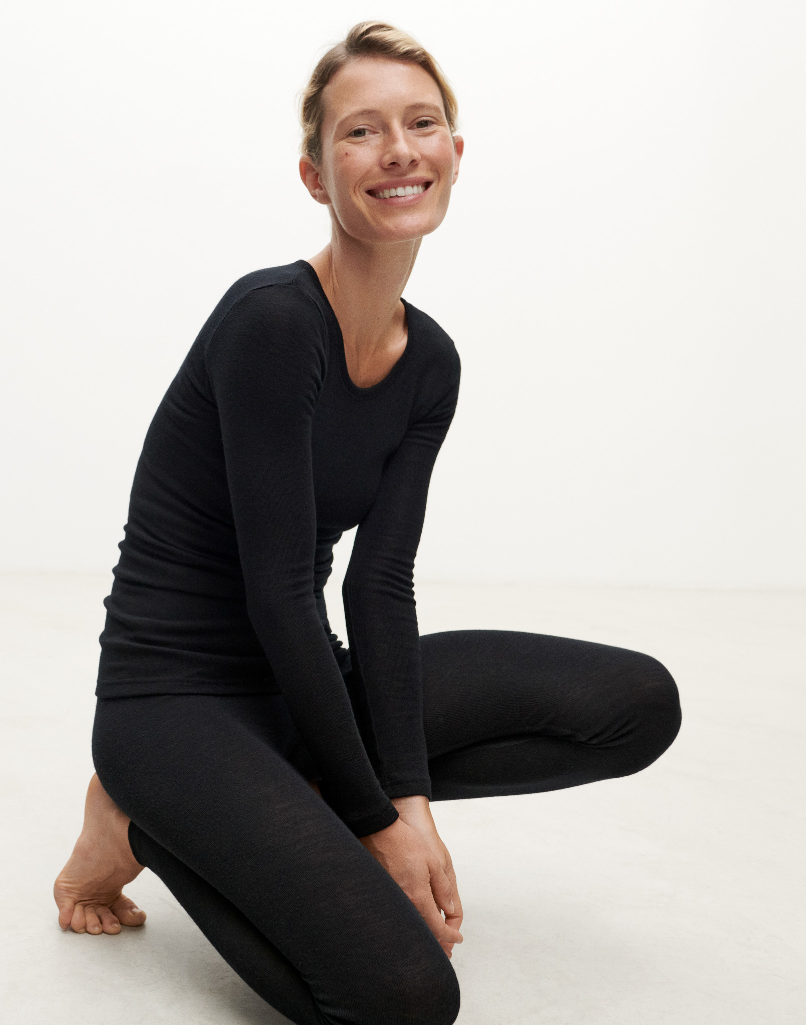 Legging met brede elastische band van merinowol voor dames