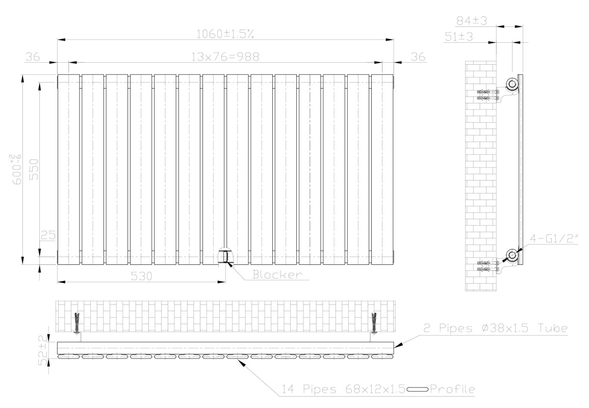 Eastbrook Warrington paneelradiator type 10 105x60cm 927W wit glans