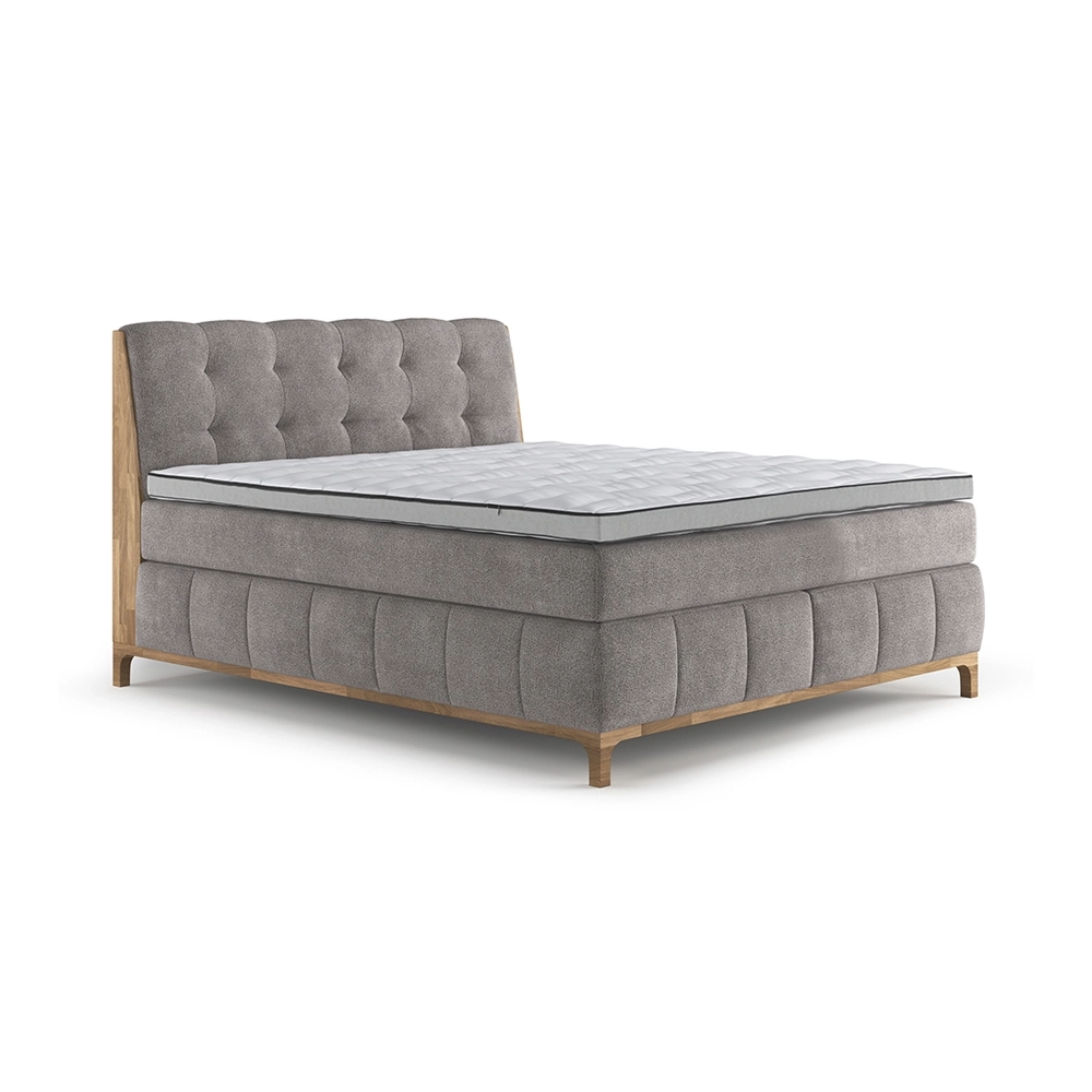 naturoo Boxspringbett Moon 160x200cm grau inkl. Premium Topper