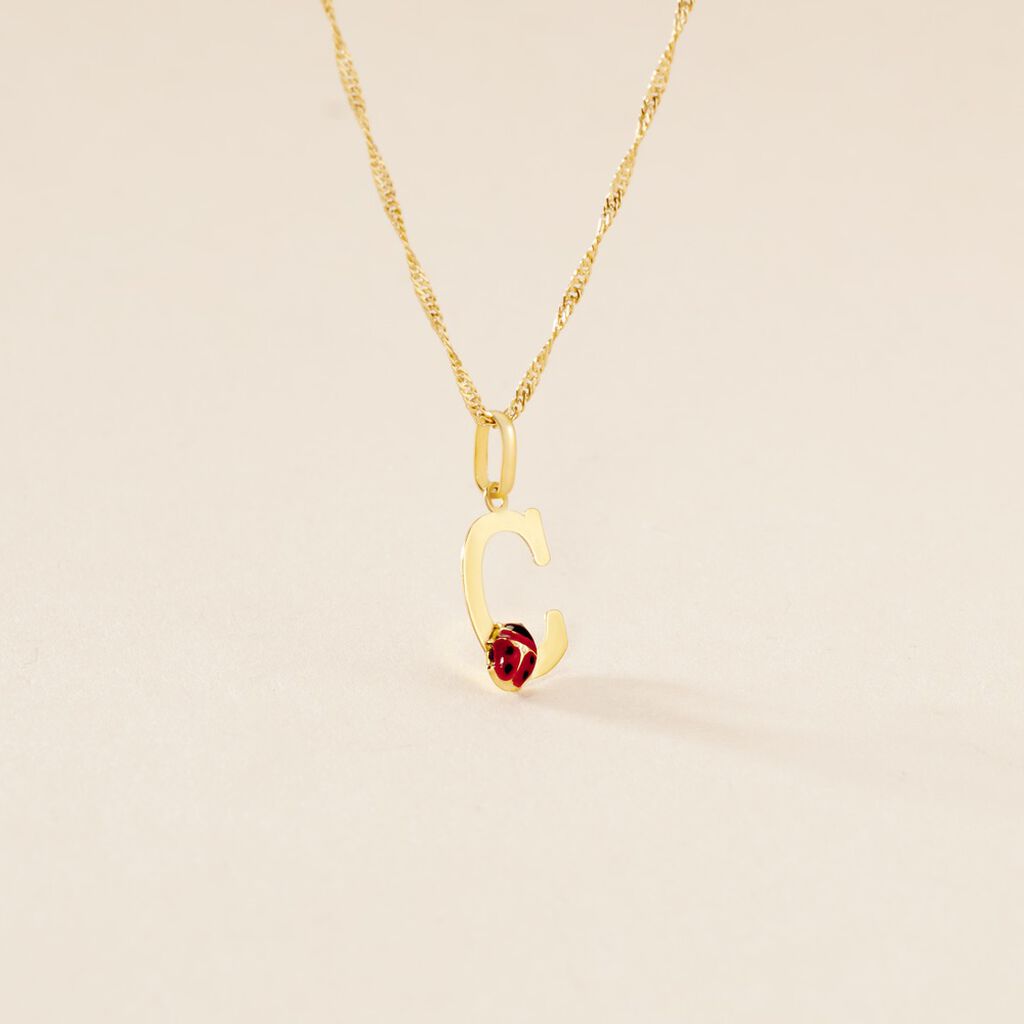 Pendentif Helidie Coccinelle Lettre Or Jaune