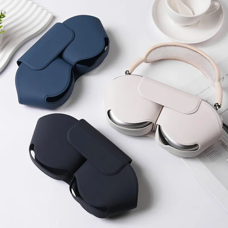 Magnetische Kunstleder Schutztasche Aufbewahrungs Case für Apple Airpods Max - Schwarz