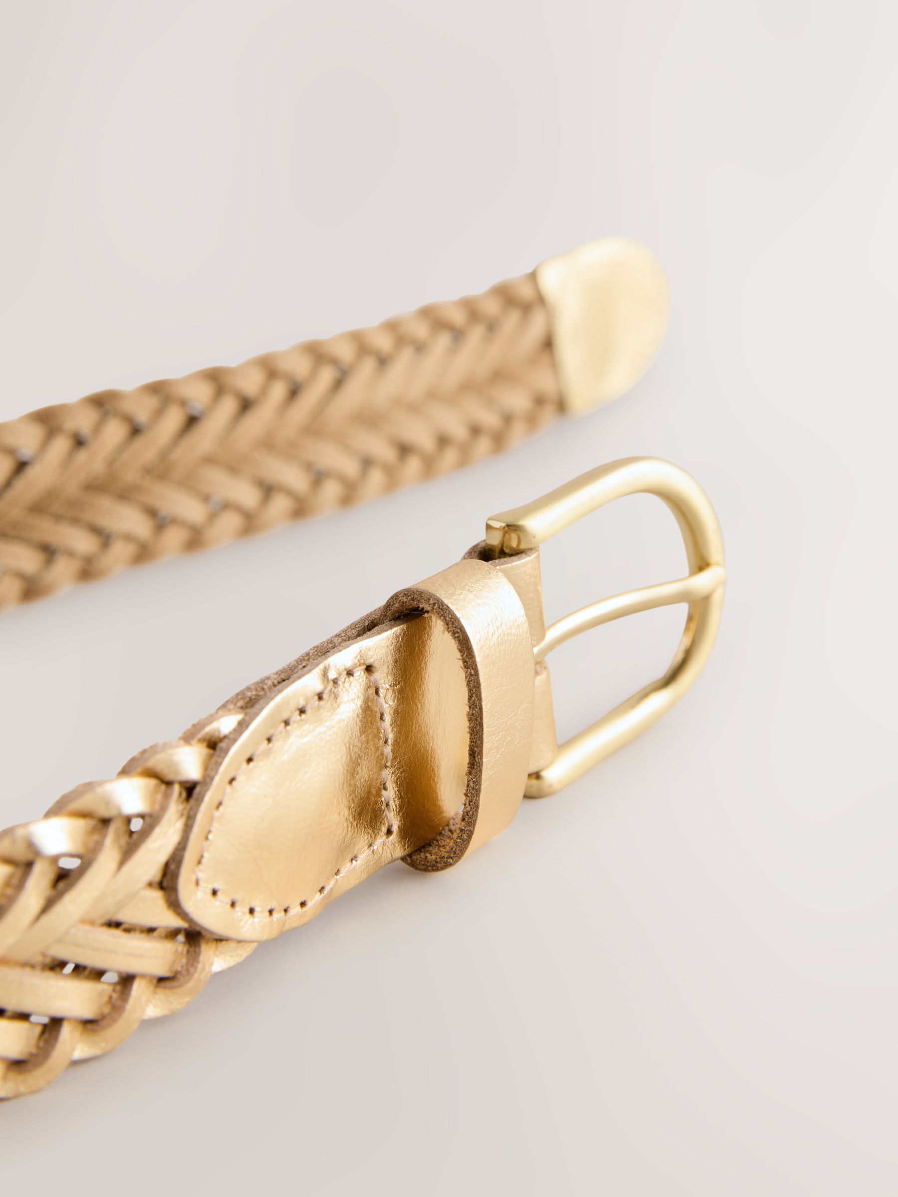 Goudkleurig - Hand Plaited Leather Belt