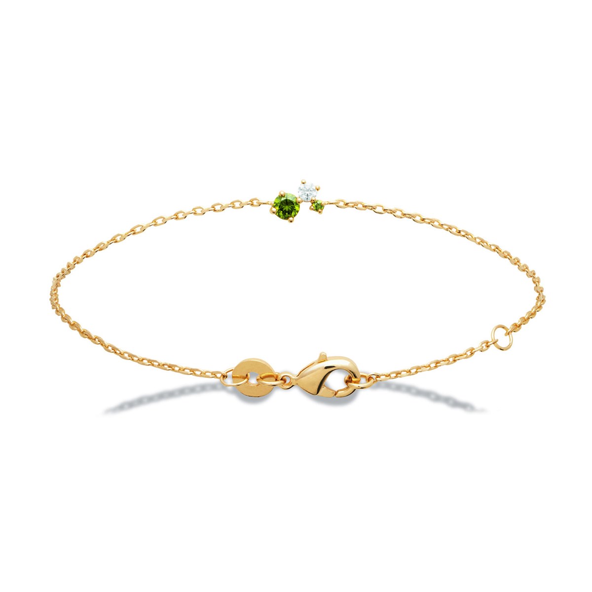 Bracelet Brillaxis plaqué or oxyde vert et blanc