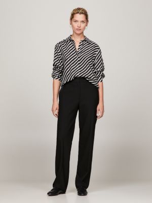 Camisa de corte regular com estampa de listras irregulares