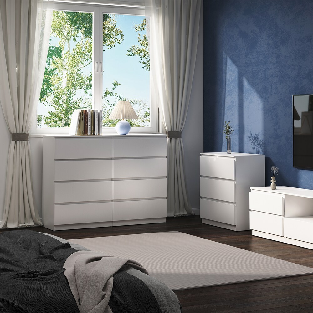 Vicco Kommode Calisto Weiß 138 x 101,5 cm mit 8 Schubfächer Sideboard Schrank