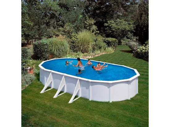 Piscine acier blanc Fidji ovale 7,44 x 3,99 x 1,22 m - Gré