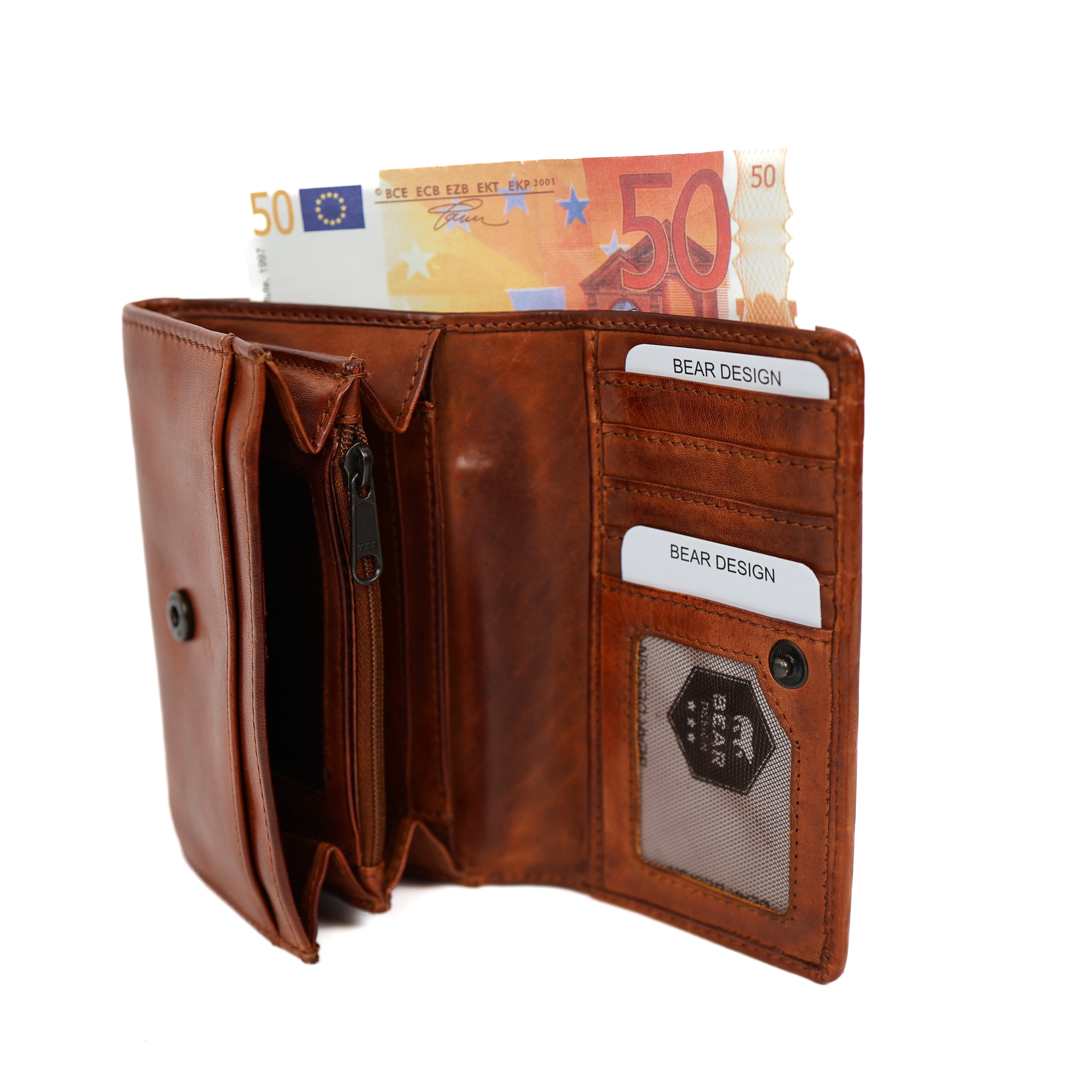 Overslag portemonnee 'Flappie' cognac croco Cognac