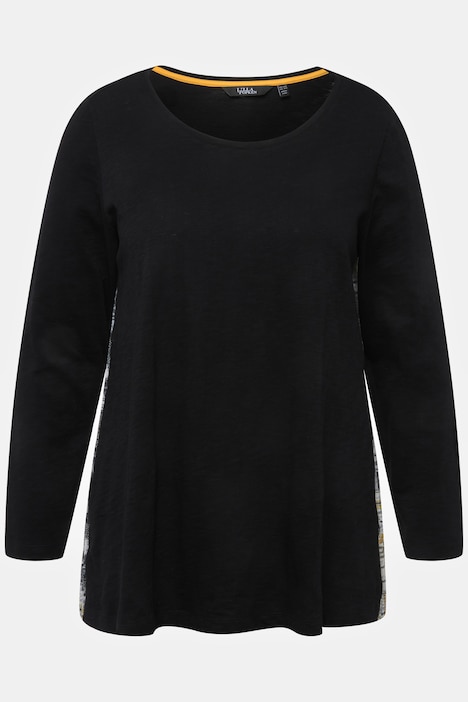 Shirt, Rücken-Plissee, A-Linie, Rundhals, Langarm