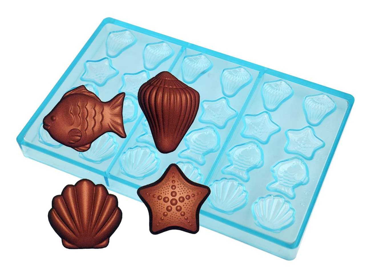 Moule chocolat - poisson et coquillage